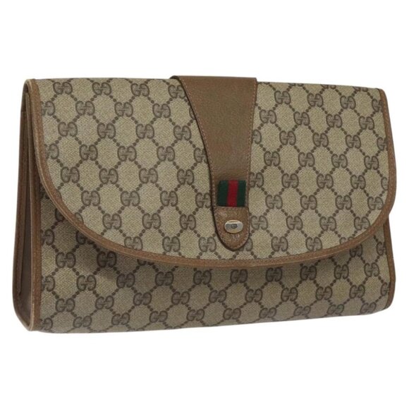 GUCCI GG Supreme Web Sherry Line Bag PVC Beige Green Red - Picture 1 of 16
